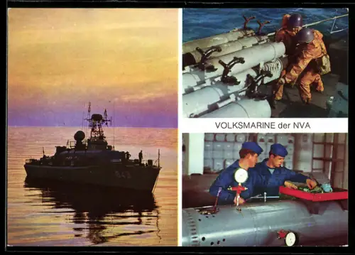 AK Volksmarine der NVA, Torpedoschnellboot, Klarmachen eines Einsatztorpedos, Laden der Wasserbombenwerfer