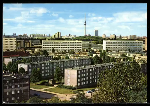 AK Berlin-Prenzlauer Berg, Blick vom Volkspark Prenzlauer Berg, An der Maiglöckchen & Schneeglöckchenstrasse