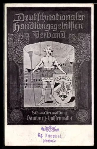 AK Hamburg-Neustadt, Holstenwall, Wappen des Deutschnationalen Handlungsgehilfen Verband
