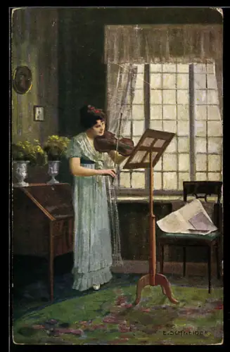 AK Violinsolo, Fräulein spielt Geige