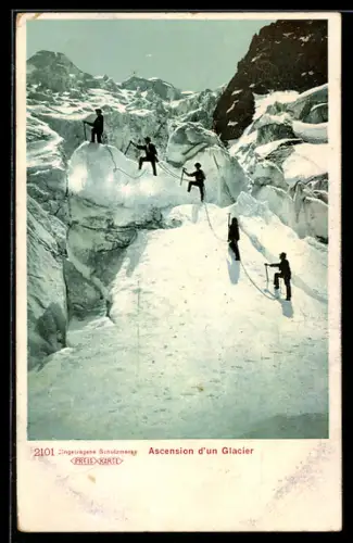 AK Ascension d`un Glacier, Bergsteiger bei Gletscherbesteigung