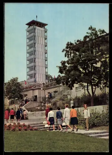 AK Berlin-Köpenick, Der Müggelturm, Gasthaus mit Aufgang