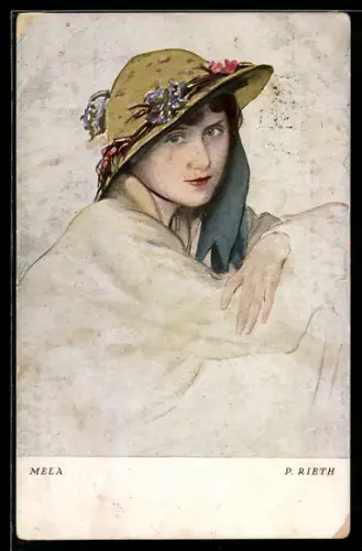 Künstler-AK G. Hirth`s Verlag, Serie: Porträt von Mela mit Hut