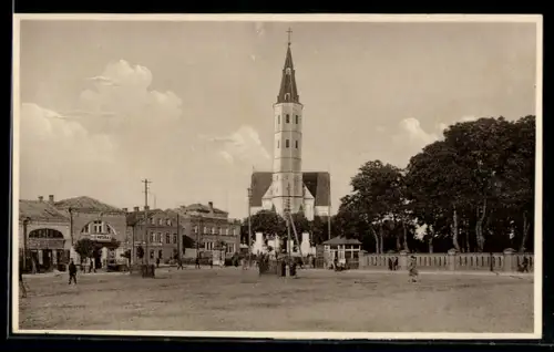 AK Schaulen, Ortspartie mit Kirche