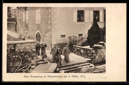 AK Heimsbrunn, Der Kronprinz mit Geleit am 2. März 1915