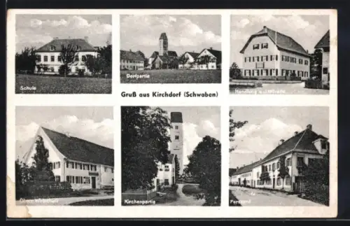 AK Kirchdorf, Schule, Dorpfpartie, Handlung v. J. Würstle, Forstamt