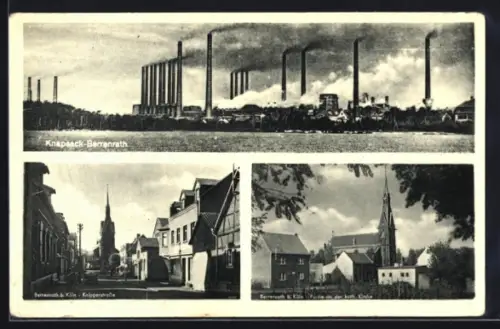 AK Berrenrath b. Köln, Knipperstrasse, Katholische Kirchen, Knapsack