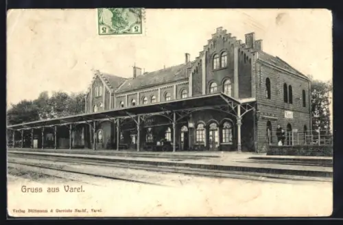 AK Varel i. O., Blick auf den Bahnhof