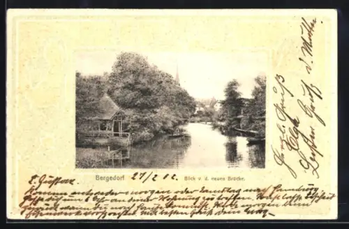 AK Bergedorf, Blicke von der neuen Brücke, Passepartout im Jugendstil