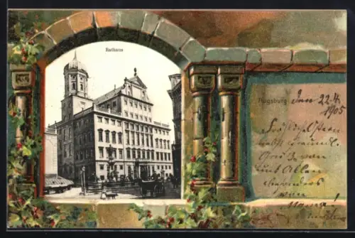AK Augsburg, Rathaus, Passepartout