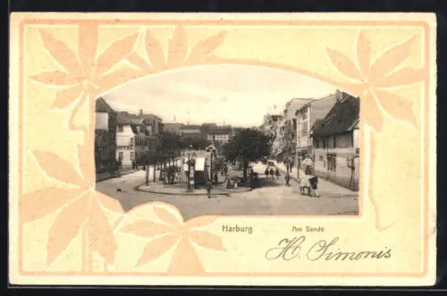 AK Harburg, Am Sande im Jugendstil-Passepartout