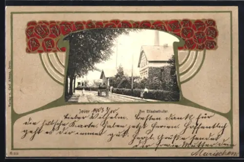 AK Jever, Am Elisabethufer im Jugendstil-Passepartout