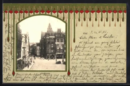 AK Kiel, Marktplatz im Jugendstil-Passepartout