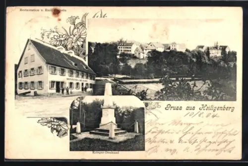 AK Heiligenberg, Restauration von Emil Hosbein, Kriegerdenkmal, Gesamtansicht