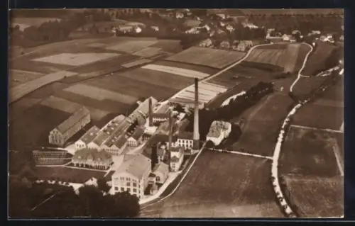 AK Grossschweidnitz /Amtsh. Löbau, Duncans Leinen-Industrie AG, Fliegeraufnahme