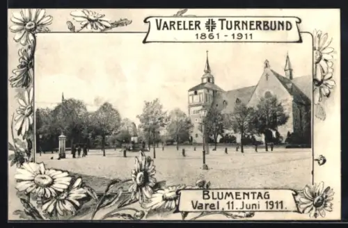 AK Varel, Blumentag 1911, Ortsansicht