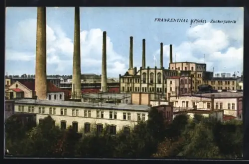 AK Frankenthal /Pfalz, Zuckerfabrik aus der Vogelschau