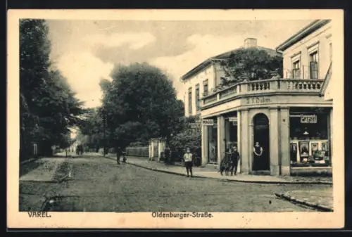 AK Varel, Oldenburgerstrasse mit J. F. Duhm