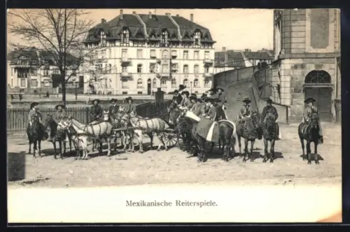 AK Frankfurt-Sachsenhausen, Grosses Reiterfest im Hippodrom 1906, Mexikanische Reiterspiele