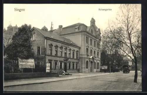 AK Siegen, Gasthof Kaisergarten mit Strassenpartie