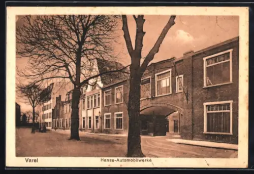 AK Varel / Oldenburg, Hansa-Automobilwerke, Einfahrt der Autofabrik in der Neumühlenstrasse