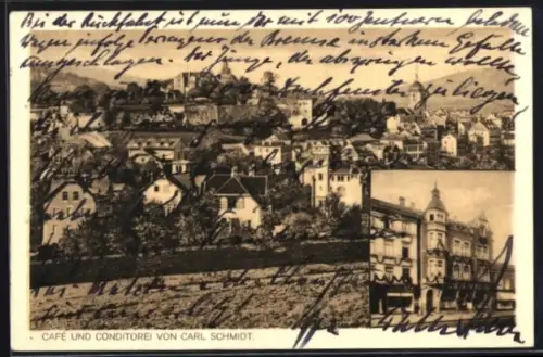 AK Siegen, Café und Conditorei von Carl Schmidt, Bahnhofstrasse 17