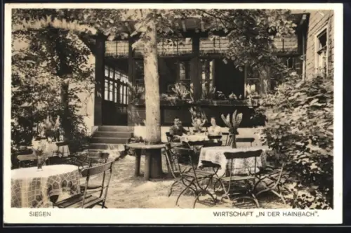 AK Siegen, Gasthof In der Hainbach mit Garten