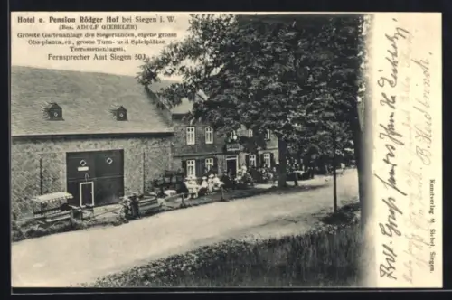 AK Siegen i. W., Hotel und Pension Rödger Hof, Bes. Adolf Giebeler