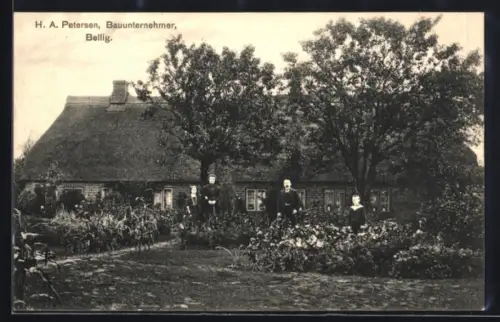 AK Struxdorf, Bellig, Bauunternehmer H. A. Petersen, Wohnhaus mit Garten