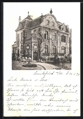 Künstler-AK Frankfurt-Bockenheim, Villa Major Ring mit Anlage