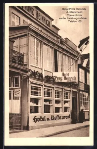 AK Travemünde, Hotel Prinz Heinrich A. Rieckmann, An der Landungsbrücke