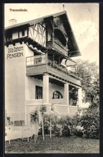 AK Travemünde, Hotel Pension Villa Daheim mit Garten
