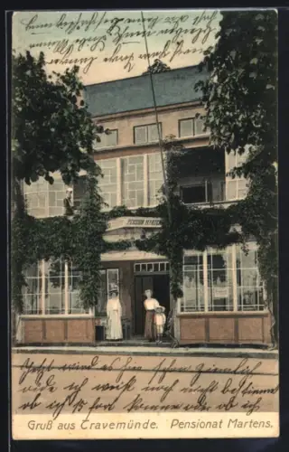 AK Travemünde, Hotel Pensionat Martens mit kleiner Versammlung