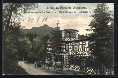AK Römhild, Hotel u.Pension Waldhaus, Waidmannsruh im Sattel der Gleichberge