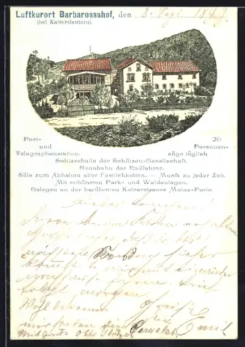 Lithographie Kaiserslautern, Gasthaus Barbarossahof am Wald