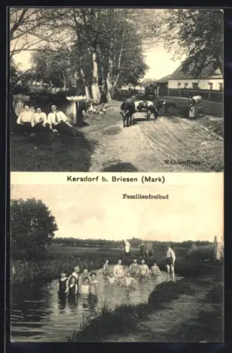 AK Kersdorf b. Briesen, Mühlenfliess, Familienfrebad