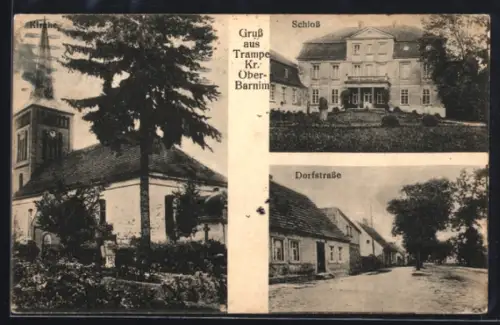 AK Trampe /Ober-Barnim, Schloss, Dorfstrasse