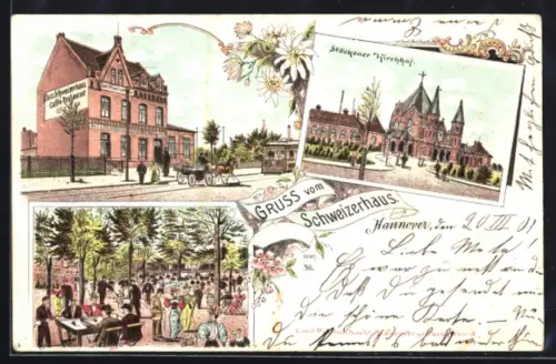 Lithographie Hannover, Gasthof zum Schweizer Haus, Stöckener Kirchhof