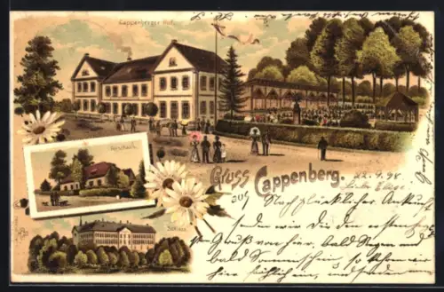 Lithographie Cappenberg, Gasthaus Cappenberger Hof, Forsthaus, Schloss