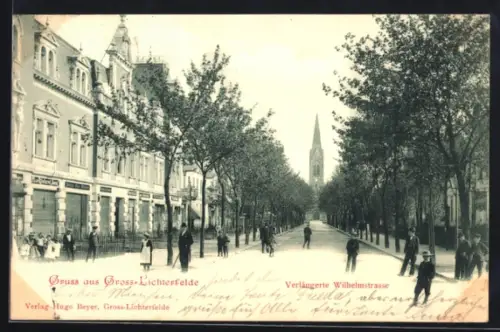 AK Gross-Lichterfelde, Verlängerte Wilhelmstrasse mit Blick zur Kirche