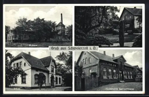 AK Schweierzoll i. O., Sebens Gasthof, Molkerei, Heidemanns Gemischtwaren, Stöver