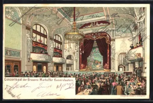Lithographie Kaiserslautern, Conzertsaal der Brauerei Marhoffer