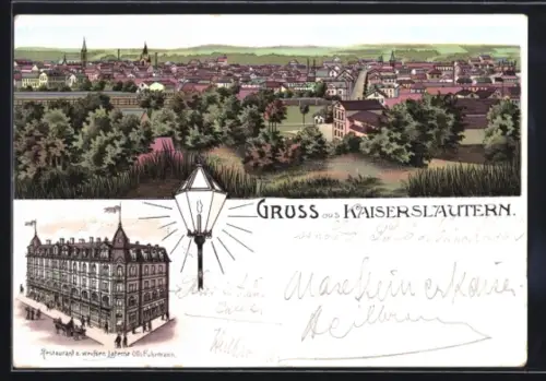 Lithographie Kaiserslautern, Restaurant zur weissen Laterne, Inh. Otto Fuhrmann