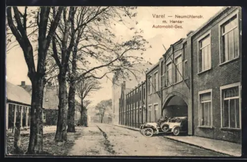 AK Varel / Oldenburg, Neumühlenstrasse, Hansa-Automobil-Gessellschaft, Auto Neuwagen verlässt die Fabrik