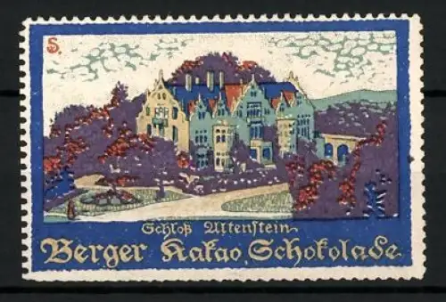 Reklamemarke Altenstein, Berger Kakao und Schokolade, Schlossansicht