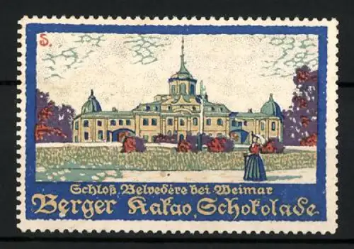 Reklamemarke Weimar, Berger Kakao und Schokolade, Schloss Belvedere