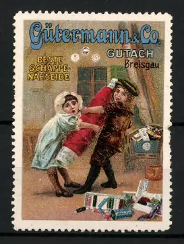 Reklamemarke Gutach, Gütermann & Co., Beste Schappe Nähseide, Kinder mit Nähgarn