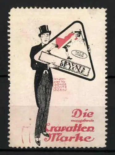 Reklamemarke London, Koeb, Cravats de Luxe, Krawatten-Marke, Gentleman mit Kravatte