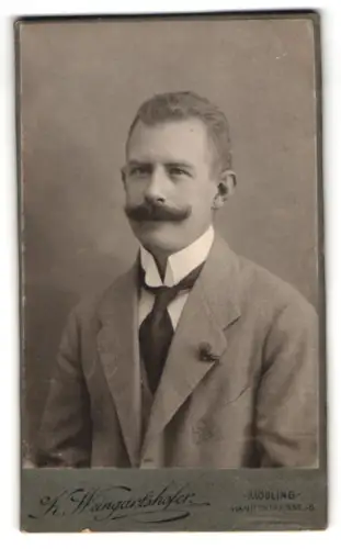 Fotografie H. Weingartshofer, Mödling, Hauptstrasse 58, Porträt eines Herren mit Schnurrbart