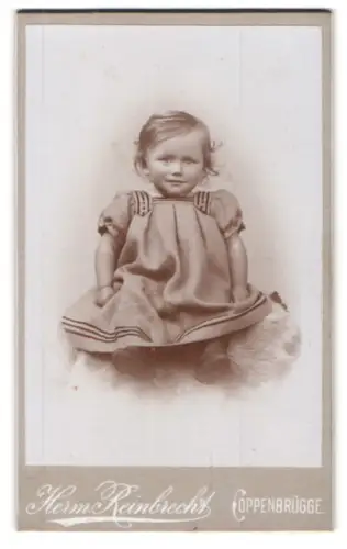 Fotografie Herm. Reinbrecht, Coppenbrügge, Kleinkind auf Fell sitzend